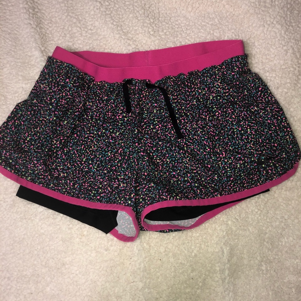 colorful splatter nike running shorts